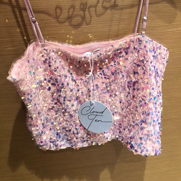Sparkly Pink Crop Top | S - Picture 3 of 7